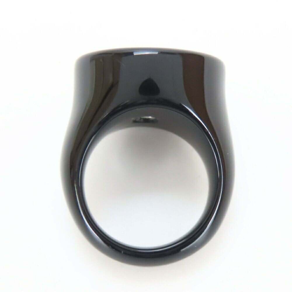 Chanel Authentic Black Logo Ring - image 6